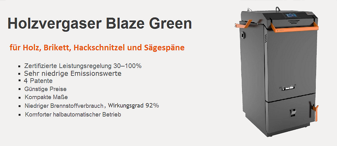 Holzvergaser Blaze Green BG Blaze Harmony Deutschland Bormmer Heiztechnik UG 68766 Hockenheim