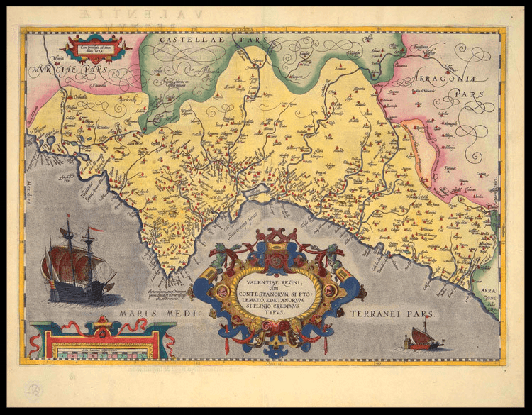 Mapa del Reino de Valencia en 1238.