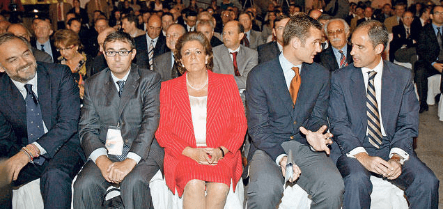 Camps, Urgandarín, Rita Barberá y el Torres, políticos valencianos y el marido de la infanta cristina. en Valencia.. 
