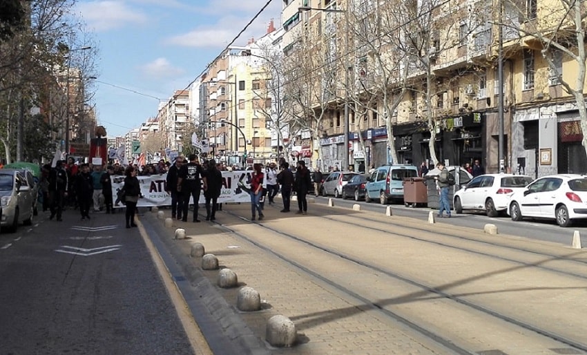 Manifestación vecinal en el barrio de Benimaclet (València) contra el PAI y contra la empresa Metrovacesa.