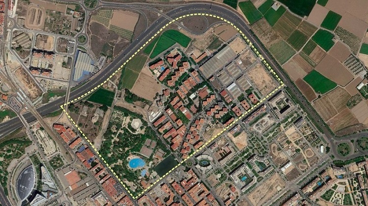 Mapa de la Ciudad Fallera en el barrio  de Benicalap, Valencia.