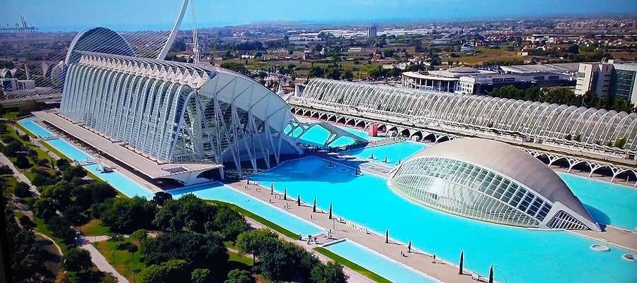 Imagen de Ciudad de las Artes y las Ciencias de Valencia desde el aire(Comunidad Valenciana, España).
