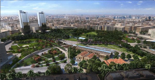 Parque central de València a pocos metros de los barrios de Russafa y Malilla (España)
