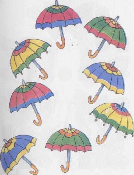Знайди пару кожній парасольці.