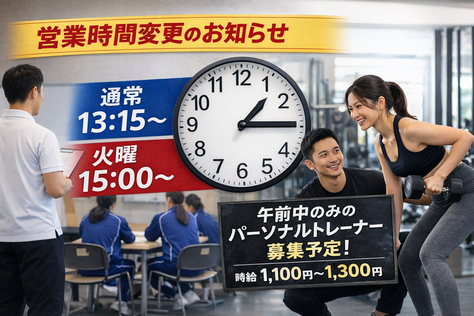 2026年4月6日から営業時間が基本13時15分からになります