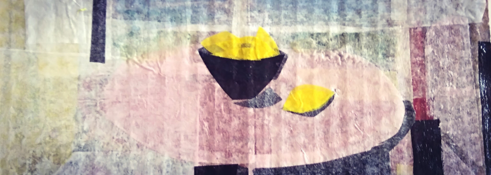 Détails "Les citrons" - collage et gouache sur carton