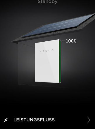 Anzeige der Powerwall in der Tesla App © Tesla