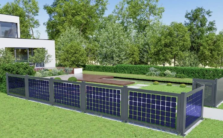 Solarzaun und Haus