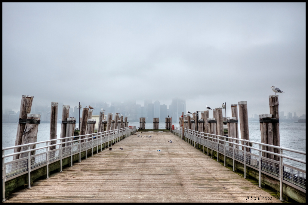 Blick nach Manhatten von Ellis Island aus gesehen