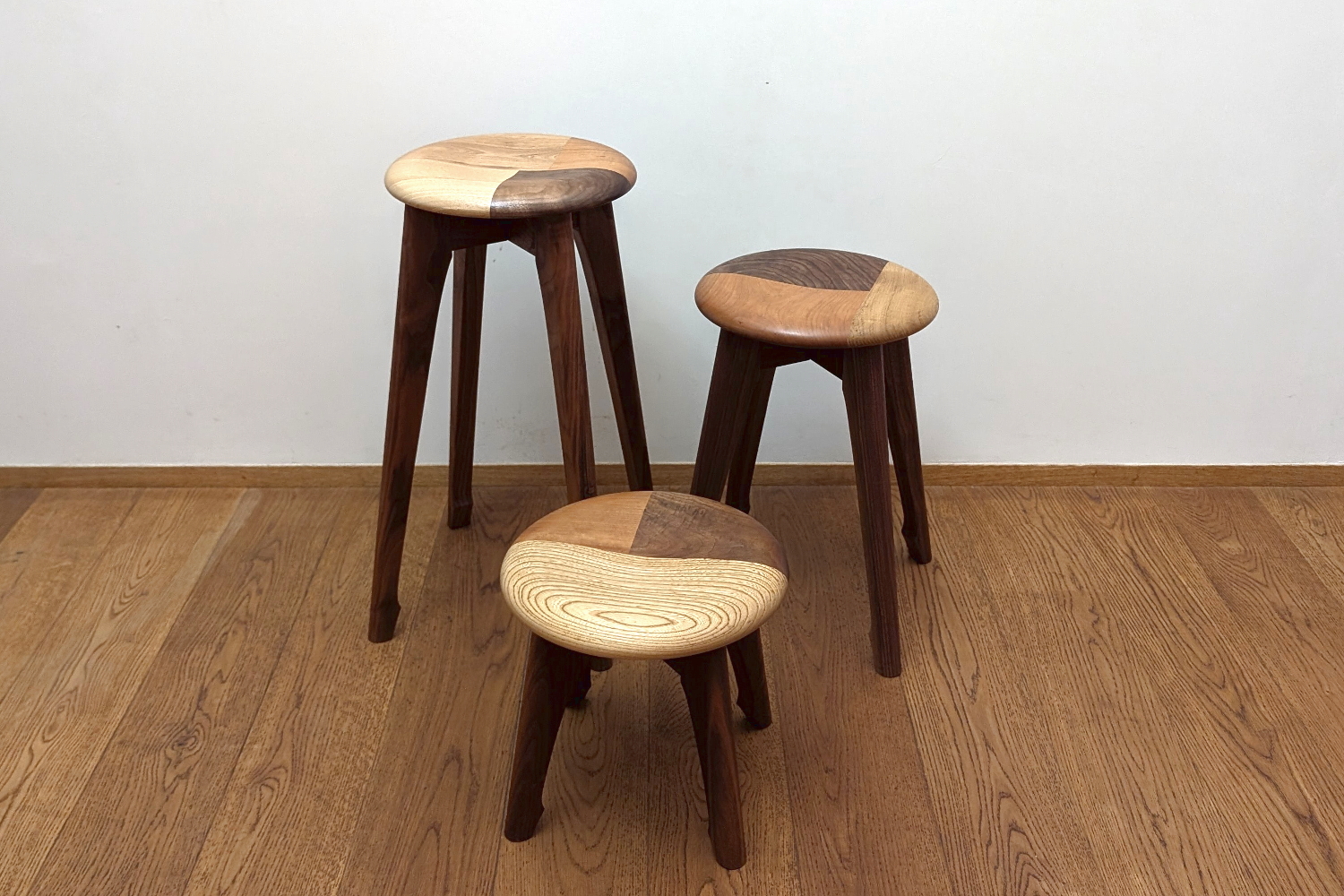 和風檜寄木スツール（ハンドメイド） 寄木トゥスツール - 無垢の家具工房ひょうたん蔵