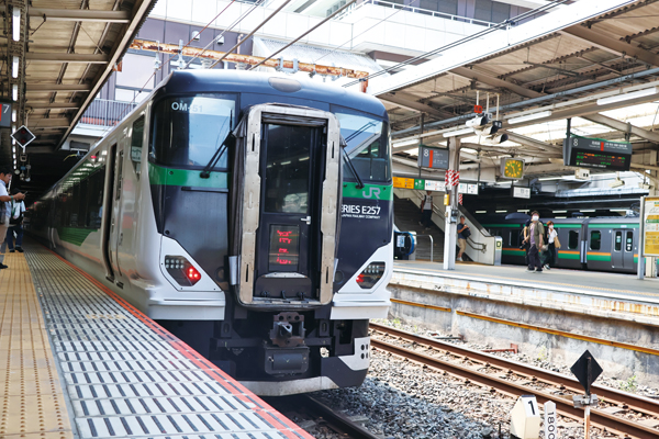 大宮駅で発車を待つ臨時特急「谷川岳もぐら」