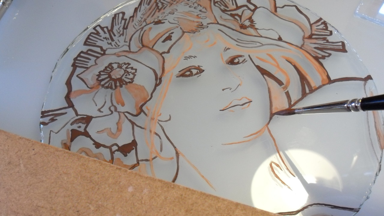 Portrait aux coquelicots d'aprés Alfons Mucha