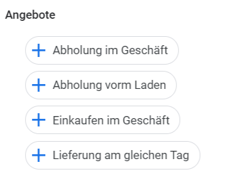 Screenshot Neue Attribute zu Abholung und Lieferung in Google MyBusiness