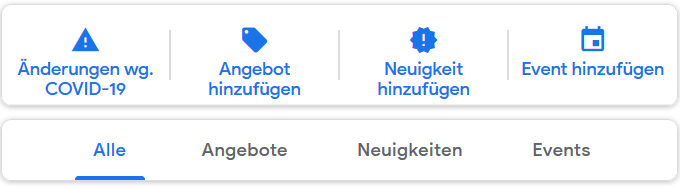 Screenshot: Beitrag zu COVID-19 in Google MyBusiness