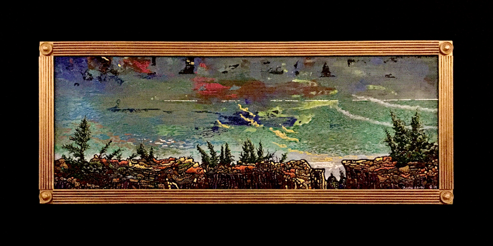 15)  RUSTIC EARTH, acrylic on wood panel, 16”x40”, 2019      
