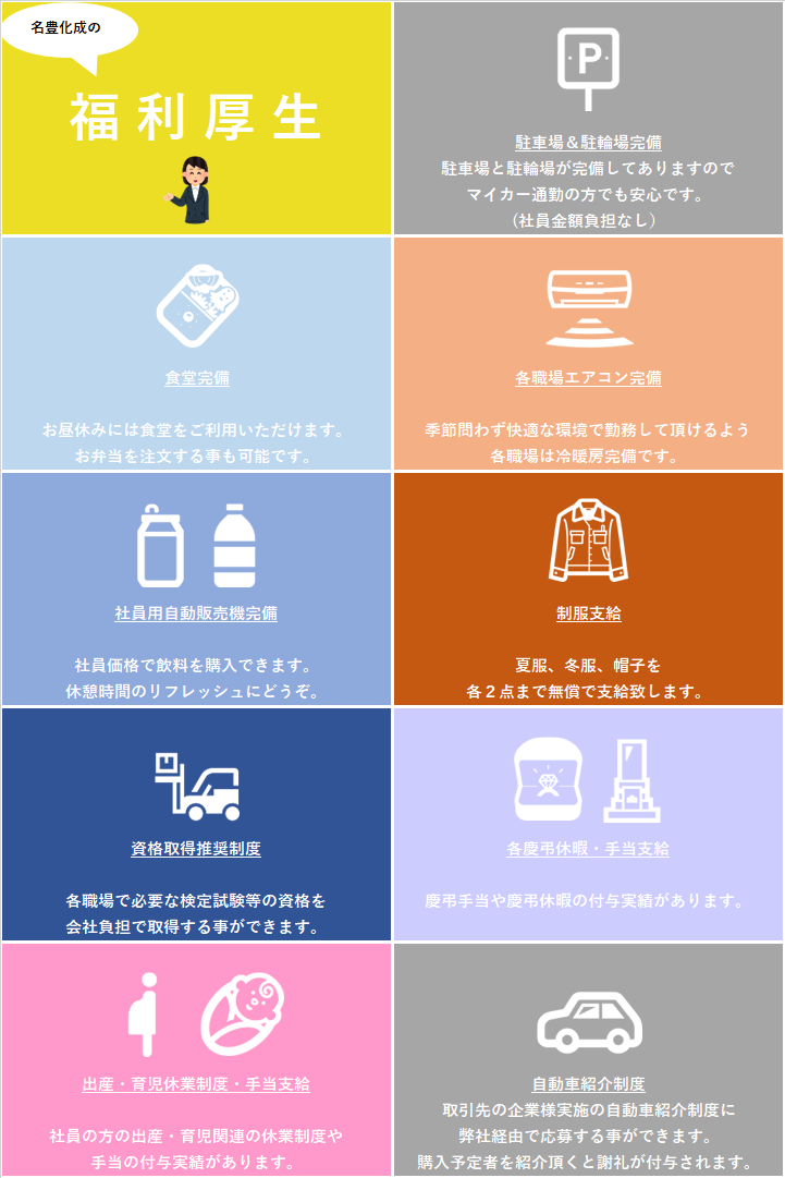 福利厚生 名豊化成株式会社