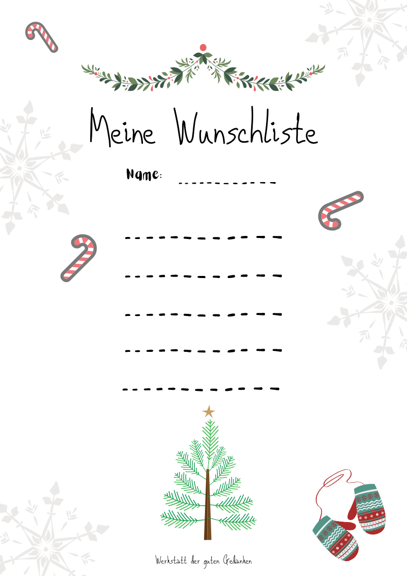 Wunschzettel für Weihnachten- kostenlose Datei