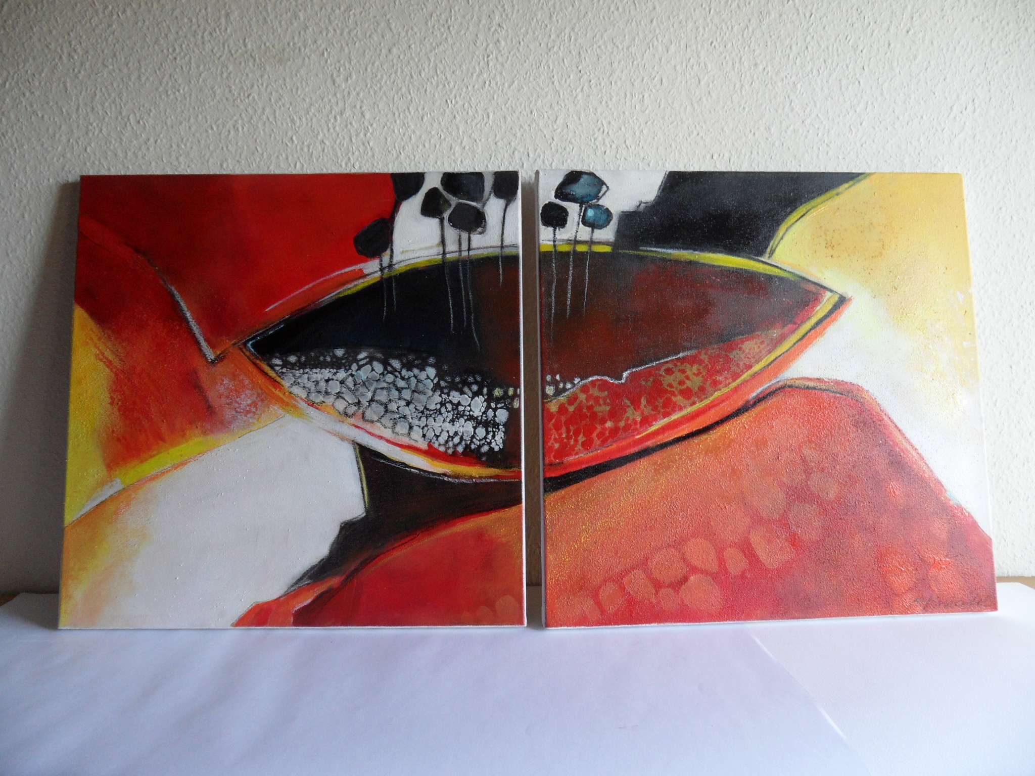 Blüte, Acryl, 2x 50x50