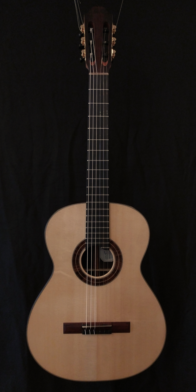 Konzertgitarre aus dem Gitarrenbaukurs. Fertiges Instrument. Fertigen Sie Ihr ganz eigenes Instrument selbst unter fachkundiger Anleitung.