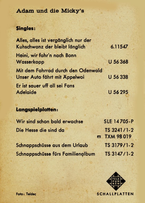 Autogrammkarte Rückseite