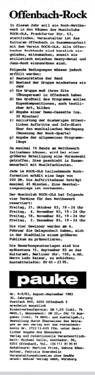Schülerzeitung "Pauke" Ausgabe 8/1983