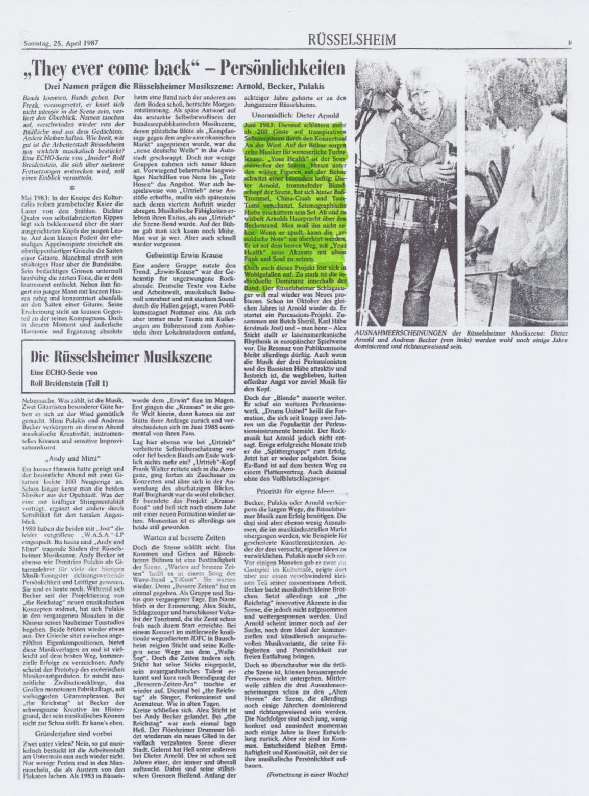 Mainspitz, 25. April 1987