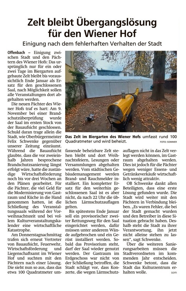 Offenbach Post, 18. November 2023