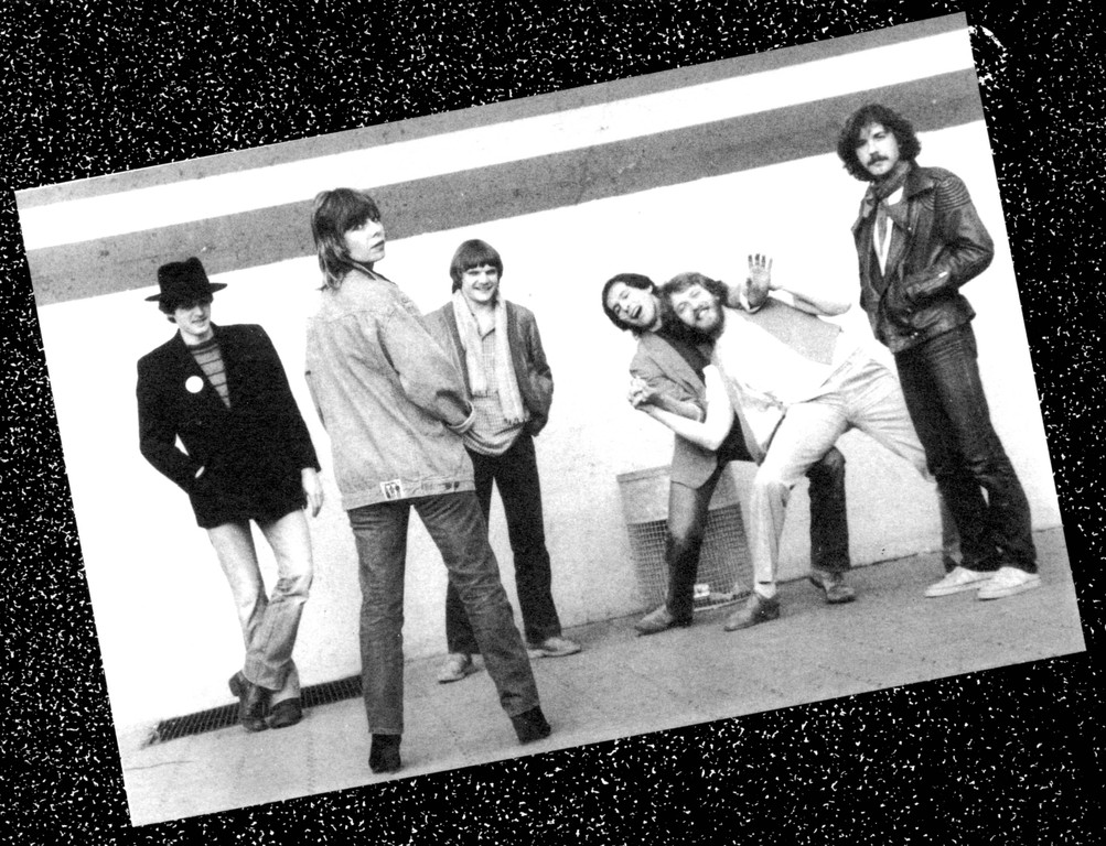 Bandfoto 1981, v.l.n.r.: Howard Scarr, Ute Weber, Achim Grimm, Christian Felke, Heiner Seikel, Lothar Bihn