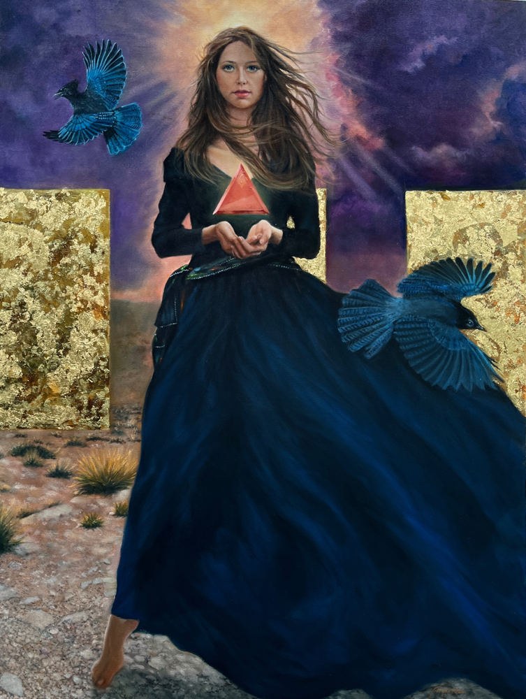 Fall of Xanadu-oil and  gold on canvas, 36x48”
