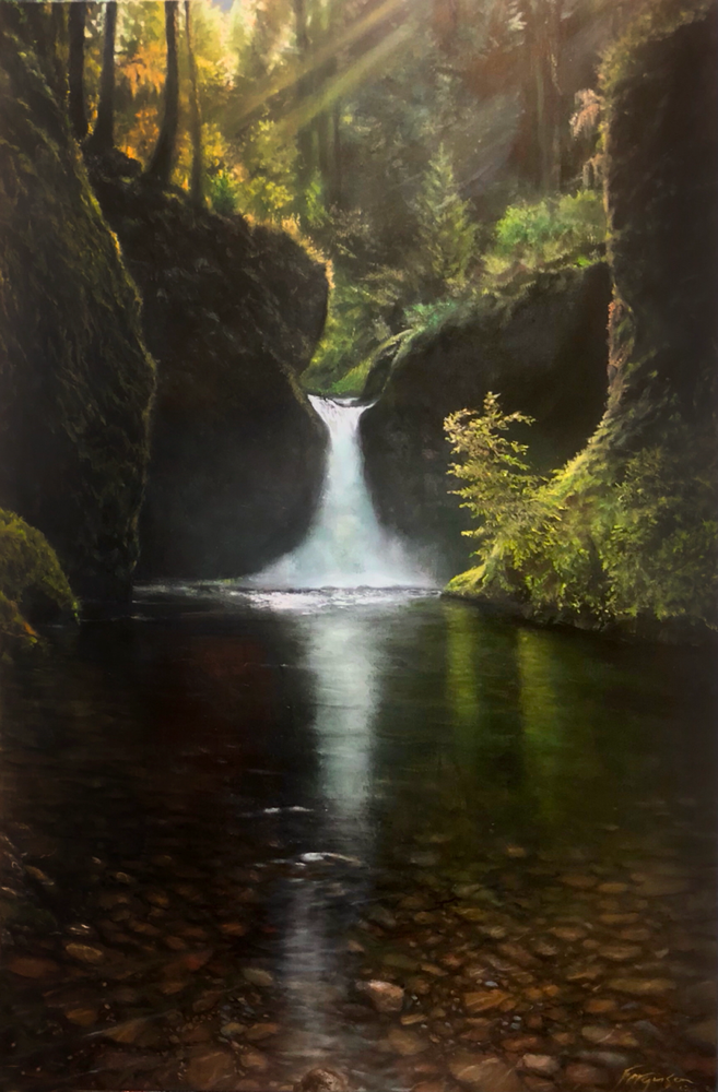 Punchbowl Falls-oil on linen. 24x36” Second Place