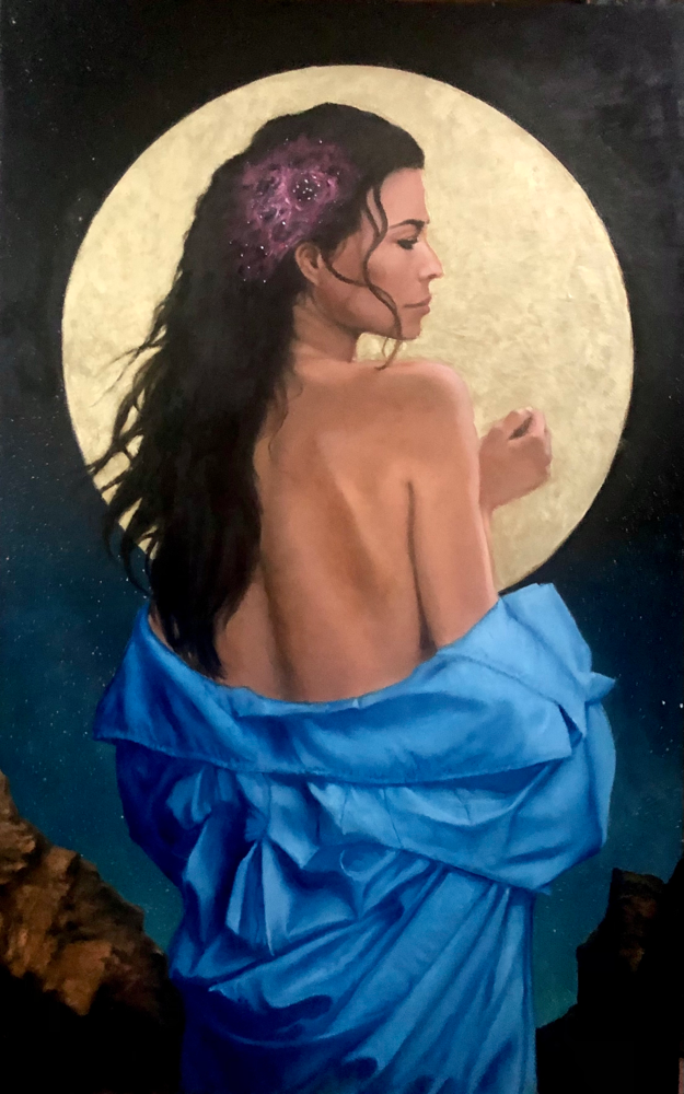 Rosetta-oil and gold on panel, 24x38”