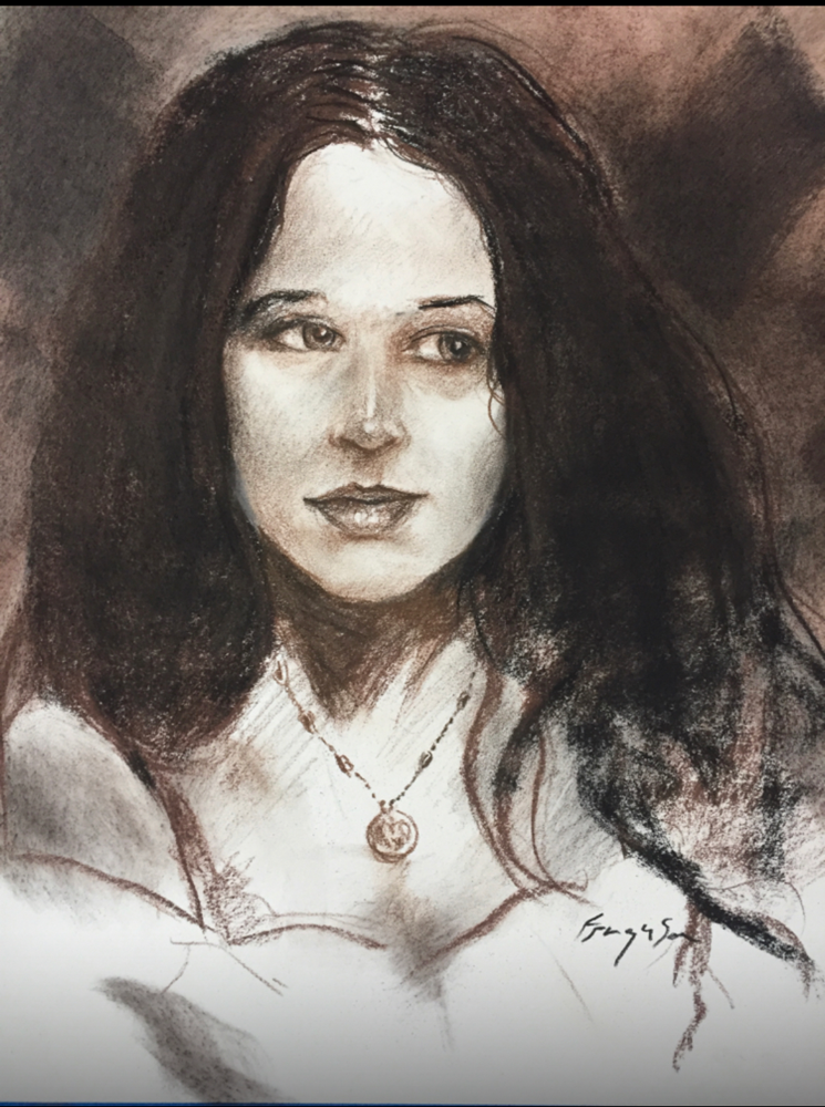 Daniella - charcoal and brown chalk