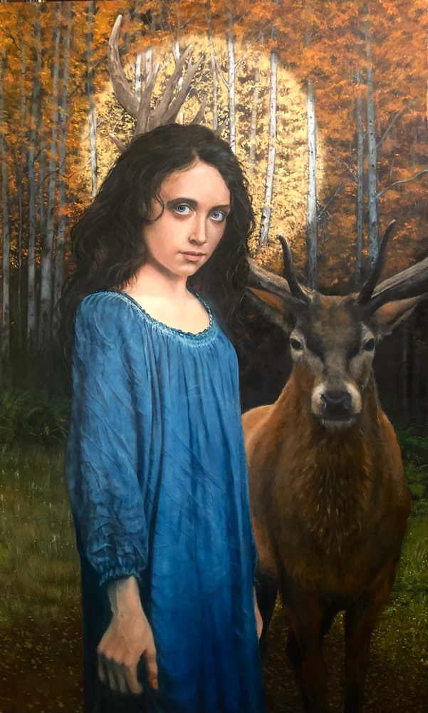 Refuge-Oil and gold  metallic on panel, 36x60”