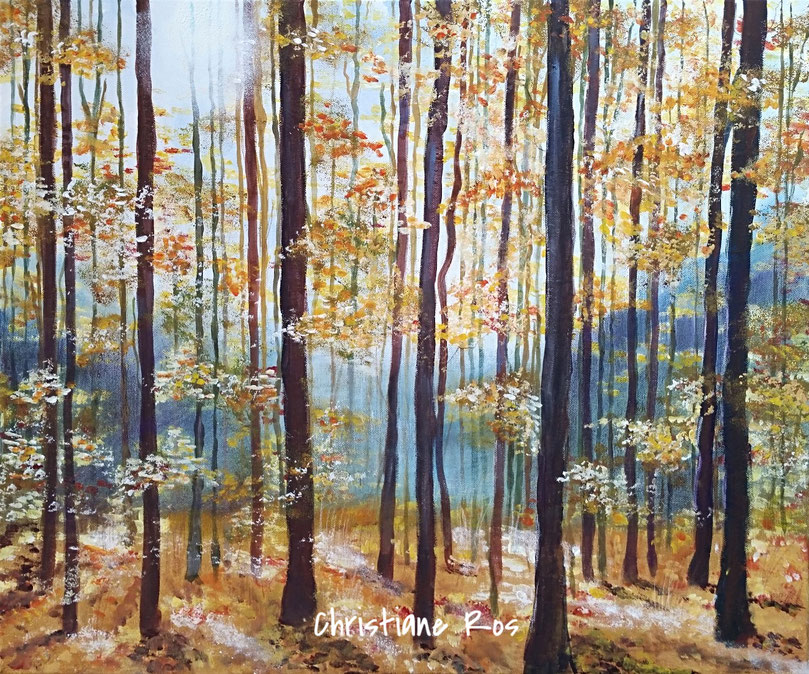 gemaltes Bild Wald im Herbst © Christiane Ros