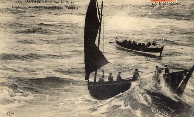 Seenotretter von Audierne, altes Foto, Autor unbekannt