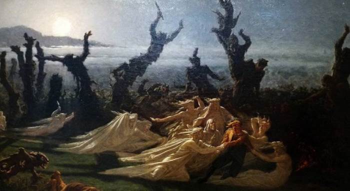 "Les Lavandières de la nuit", Yan' Dargent, 1861, Ölmalerei auf Stoff.  Zu sehen im Musée des beaux-arts in Quimper