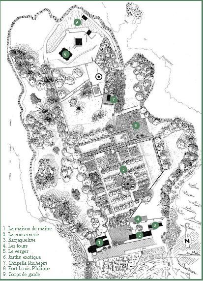 Île Tristan, Douarnenez, Plan der Insel, Landkarte