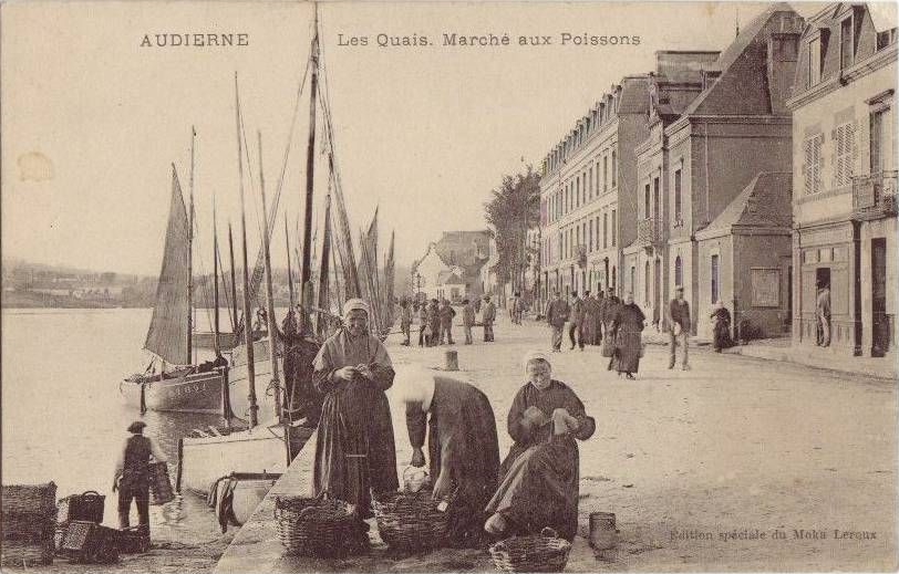 Alte Postkarte, Markt in Audierne