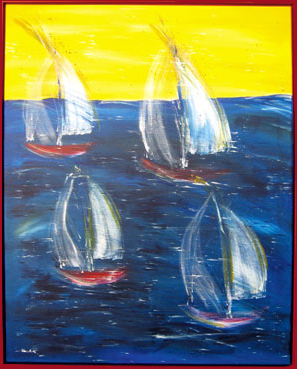 Karin Angerer | Segel-Regatta | 73 x 93 cm | Acrylic on canvas with a wooden frame | 2006 | b72