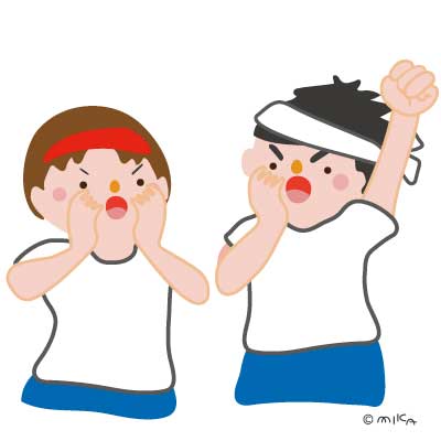 立って応援する男女