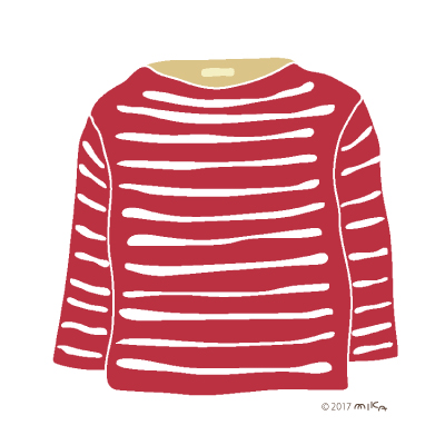 赤×白のロングTシャツ