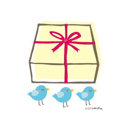 プレゼントの箱と青い鳥