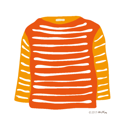 オレンジ×白のロングTシャツ
