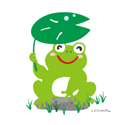 葉のカサのカエル