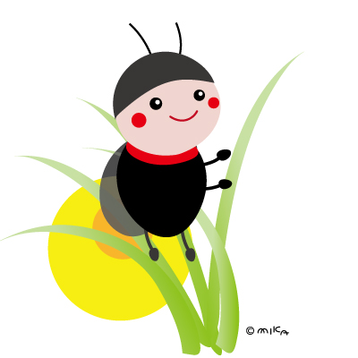 草にとまるホタル