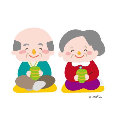 お茶を飲むおじいさんとおばあさん②