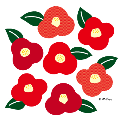 ツバキのイラスト①（ひらべったいツバキ）