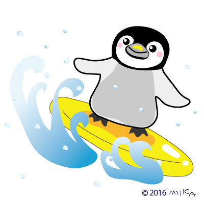 ペンギンさんサーフィン