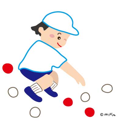 玉をひろう白組の人