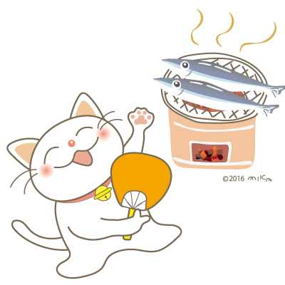 さんまとネコ（背景白）